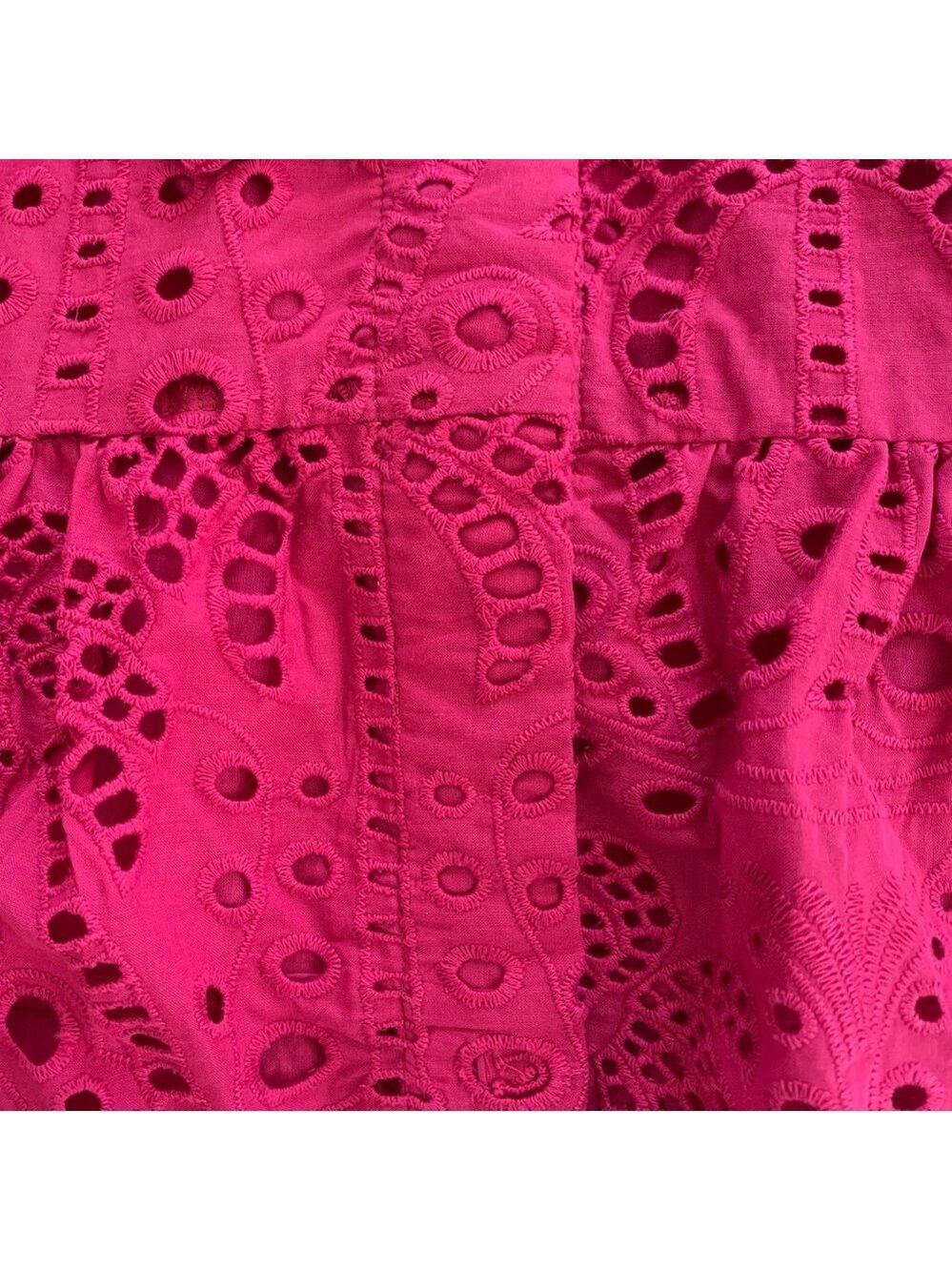 FARM Rio Pink Palm Eyelet Lace Boho Mini Dress - Picture 10 of 11